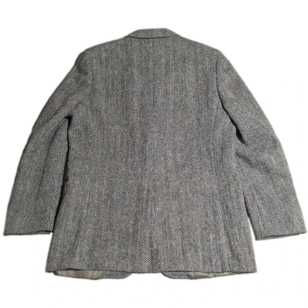 Vintage Harris Tweed Blazer Mens 40 42 Gray Herringbone Wool Anderson-Little USA